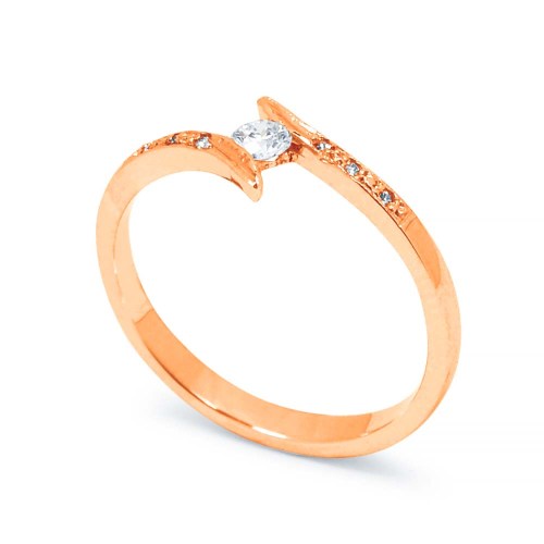 Briliáns gyémánt eljegyzési gyűrű - íves - rosegold