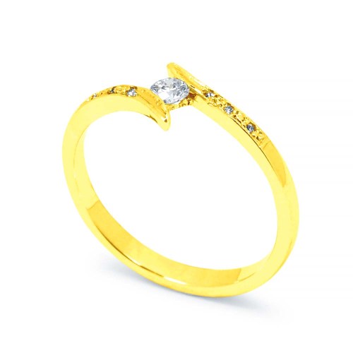 Briliáns gyémánt eljegyzési gyűrű - íves - arany