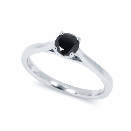 Fekete gyémánt eljegyzési gyűrű - 4-4,5mm - kelyhes