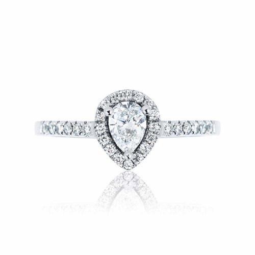 Csepp gyémánt gyűrű - fehérarany