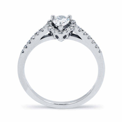 Csepp gyémánt gyűrű - fehérarany