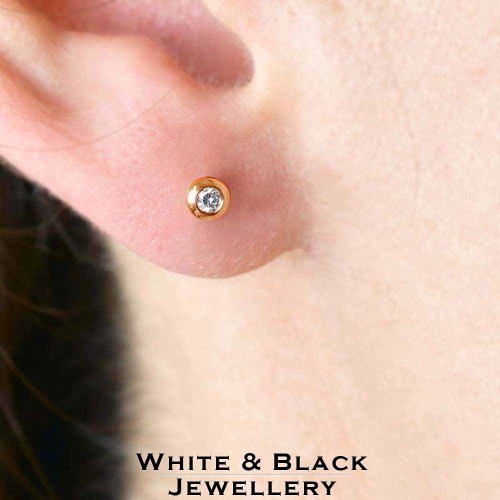 Buton gyémánt fülbevaló - 0,14-0,24ct - rosegold