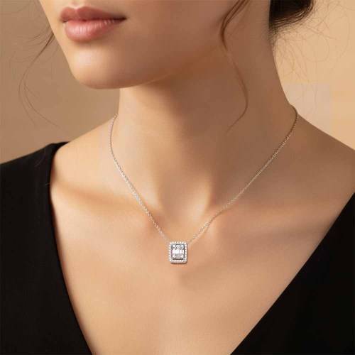 Baguette gyémánt nyaklánc - 0,25ct