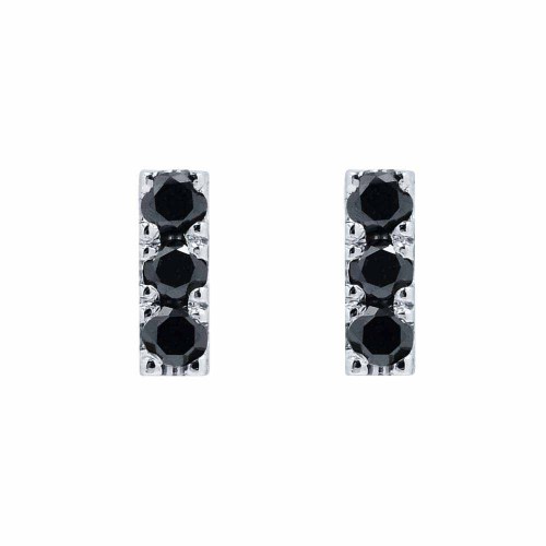 Fekete gyémánt sor fülbevaló - fehérarany