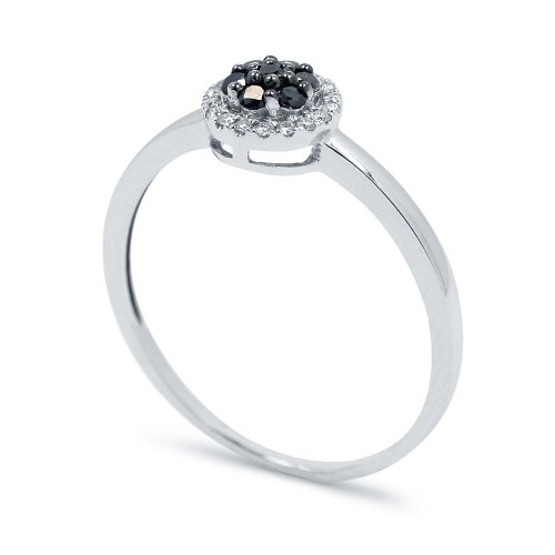 Fekete és fehér gyémánt gyűrű - Alora