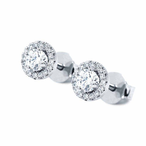 Halo gyémánt fülbevaló 14K fehéraranyból - 0,3ct