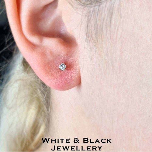 Gyémánt fülbevaló - 2,5mm - négy karmos, rosegold