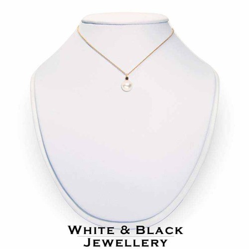 Igazgyöngy medál fekete gyémánttal - 6-6,5mm - rosegold