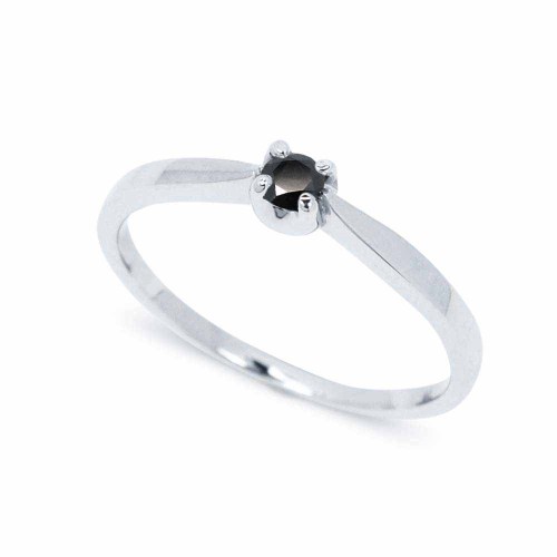 Eljegyzési gyűrű 3mm fekete gyémánttal - fehérarany
