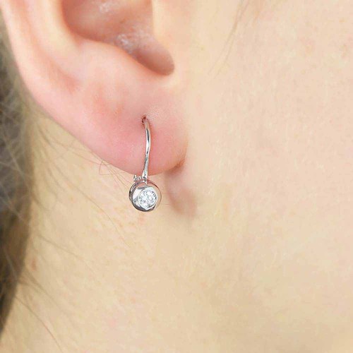 Buton gyémánt fülbevaló - 3-3,2mm - fehérarany