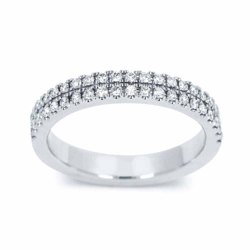 Dupla soros gyémánt gyűrű, fehérarany