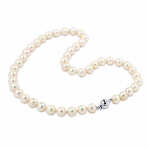 Gyöngysor 8mm, akoya - fehérarany