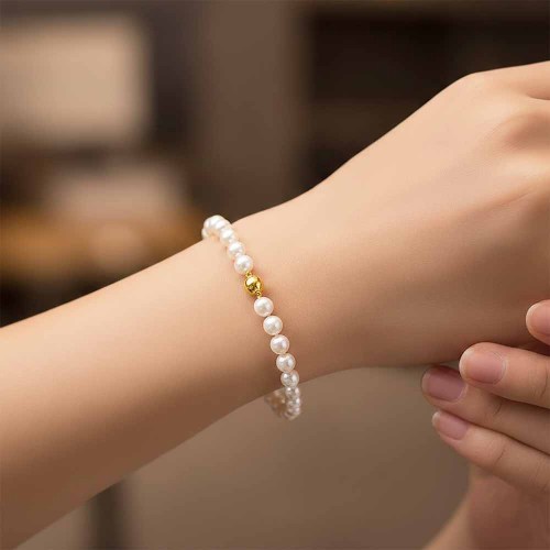 Gyöngy karkötő, 5,5mm - arany