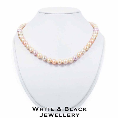 Multicolor gyöngysor, ezüst zárral - 6-6,5mm