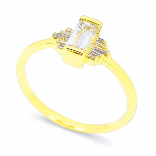 Art Deco baguette gyémánt gyűrű