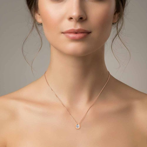 Gyémánt nyaklánc, 3,3-3,5mm, rosegold - buton