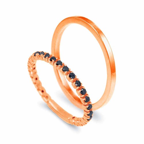 Fekete gyémánt karikagyűrű - körbe köves