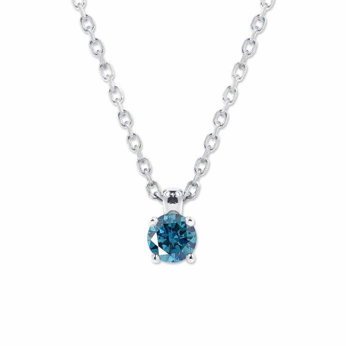 Kék gyémánt nyaklánc, fehérarany - négykarmos - 0,16-0,18ct