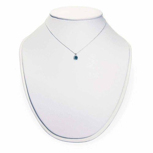 Kék gyémánt nyaklánc, fehérarany - négykarmos - 0,1ct