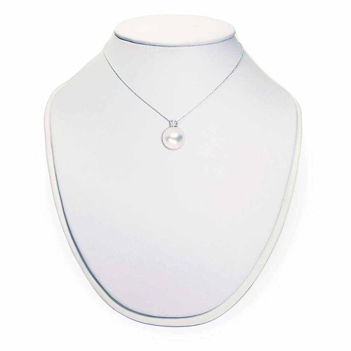 Igazgyöngy medál gyémánttal - 8-8,5mm - fehérarany