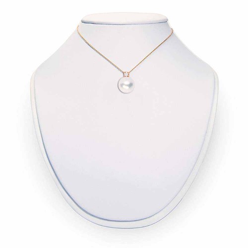 Igazgyöngy medál gyémánttal - 8-8,5mm - rosegold