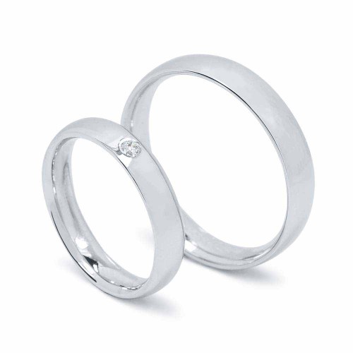 Karikagyűrű féldomború profillal, 4mm, fehér, kővel