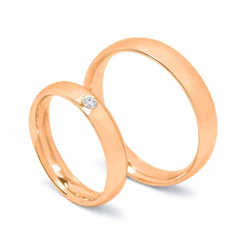Karikagyűrű féldomború profillal, 4mm, rose, kővel