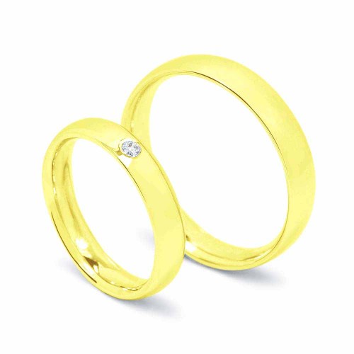 Karikagyűrű féldomború profillal, 4mm, arany, kővel