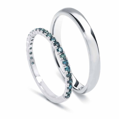 Körbe köves kék gyémánt gyűrű, fehérarany - 1,5mm