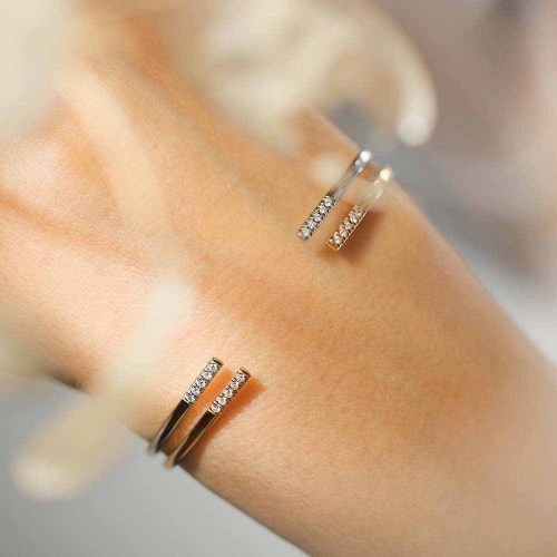 Nyitott reif karkötő - fehérarany