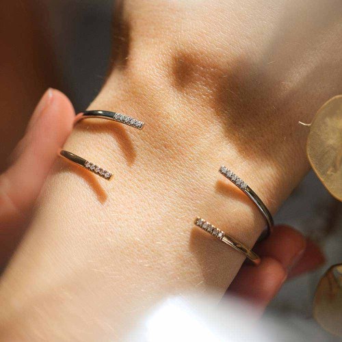 Nyitott reif karkötő - fehérarany