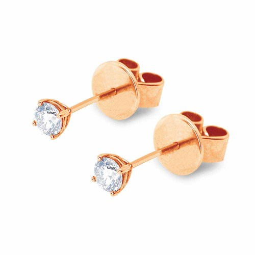 Gyémánt fülbevaló - 2,5mm - négy karmos, rosegold