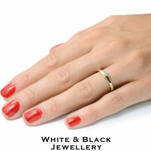 Eljegyzési gyűrű, három karmos - arany