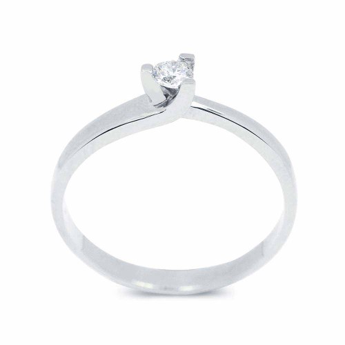 Eljegyzési gyűrű, három karmos - fehérarany