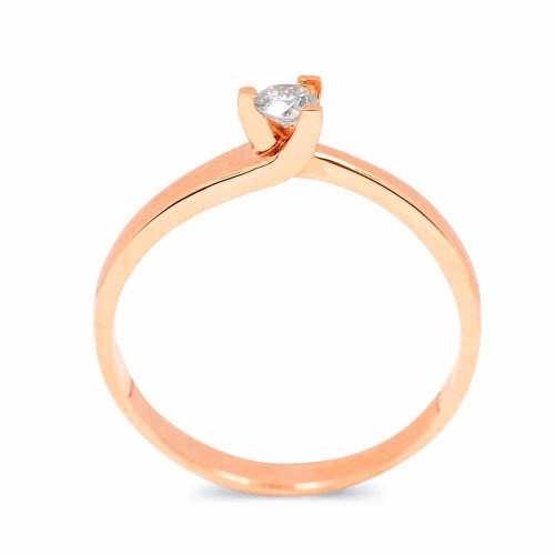 Eljegyzési gyűrű, három karmos - rosegold