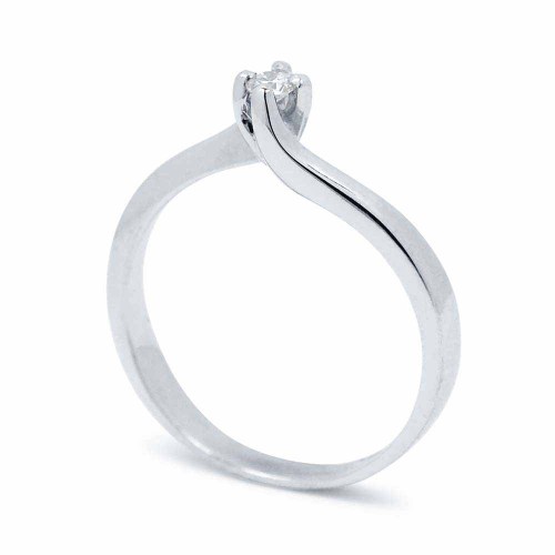 Eljegyzési gyűrű, csavart 4 íves, fehérarany