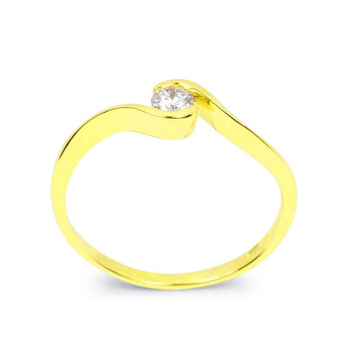 Arany eljegyzési gyűrű - 3,3-3,4mm gyémánt - ívelt