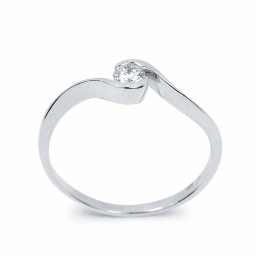 Fehérarany eljegyzési gyűrű - 3,4mm gyémánt - ívelt