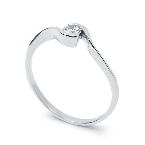Fehérarany eljegyzési gyűrű - 3,4mm gyémánt - ívelt