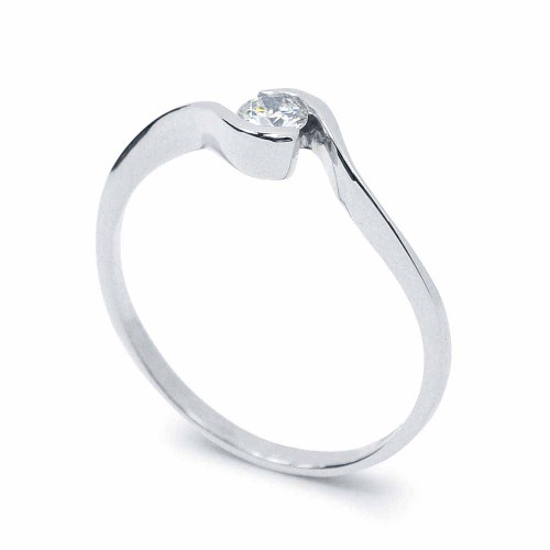 Fehérarany eljegyzési gyűrű - 3,4mm gyémánt - ívelt