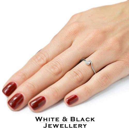 Fehérarany eljegyzési gyűrű - 3,4mm gyémánt - ívelt