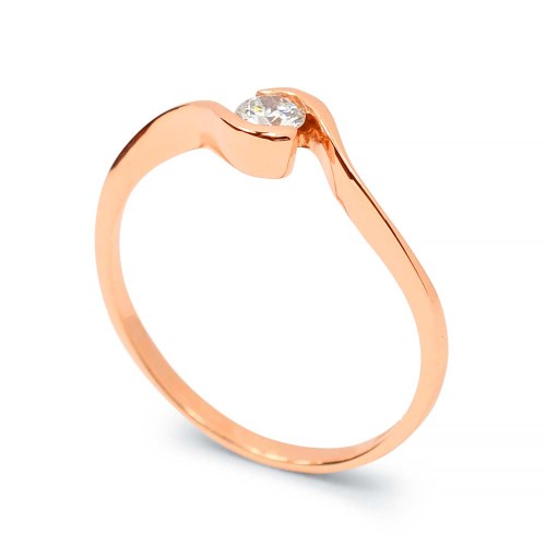 Rosegold eljegyzési gyűrű - 3,4mm gyémánt - ívelt