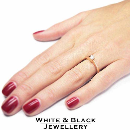 Rosegold eljegyzési gyűrű - szögletes  - 4,0mm