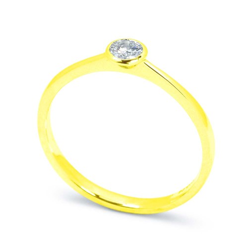 Gyémánt eljegyzési gyűrű - kerek foglalat - arany