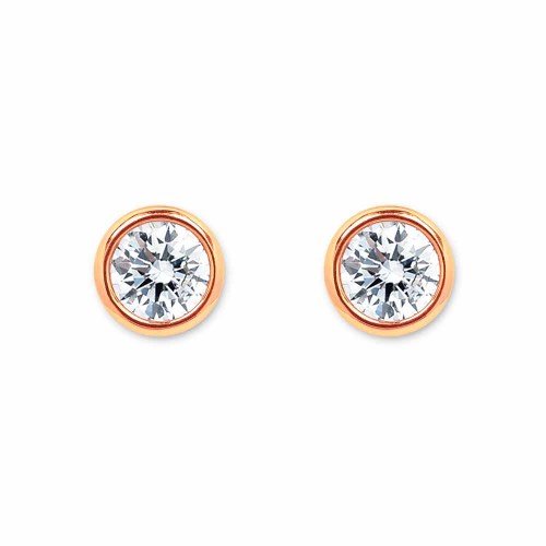 Gyémánt fülbevaló, rosegold - 2mm