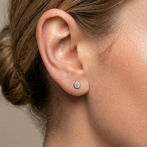 Gyémánt fülbevaló, rosegold - 2,9-3,2mm