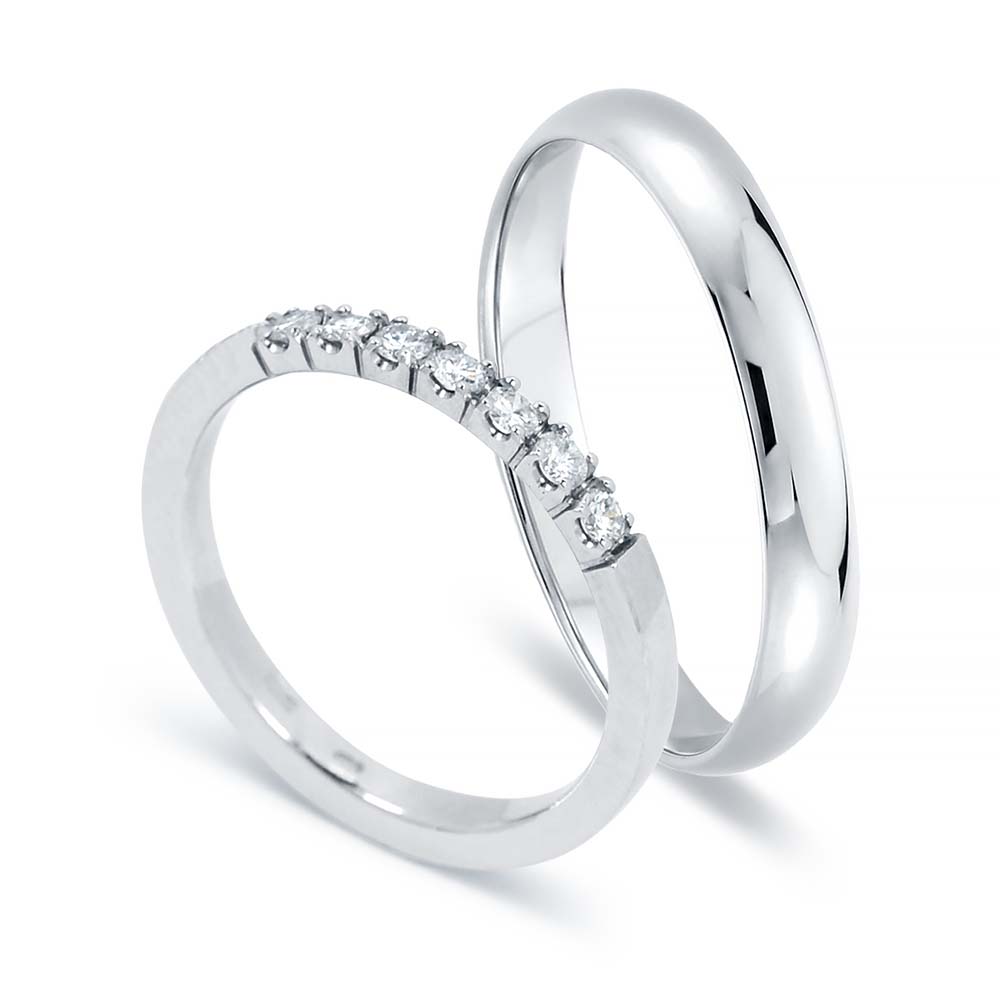 Gyémánt soros gyűrű - fehérarany - 2mm