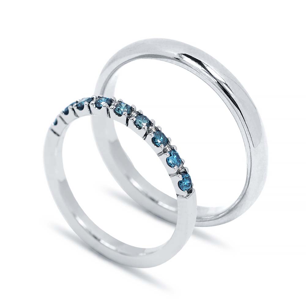 Sorköves kék gyémánt karikagyűrű
